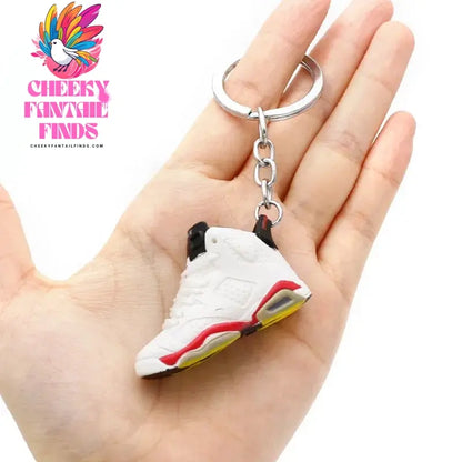 3D shoe keychain white cement blue stereo sneakers pendant four generation model bag jewelry pendant, children's Creative gifts Cheeky Fantail Finds