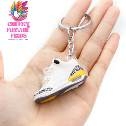 3D shoe keychain white cement blue stereo sneakers pendant four generation model bag jewelry pendant, children's Creative gifts Cheeky Fantail Finds