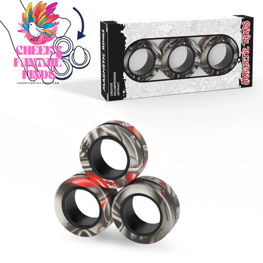 3Pcs Fidget Spinner Magnetic Ring Toys Fingers Magnet Rings ADHD Stress Relief Magical Toys for Adult Kids Anxiety Cheeky Fantail Finds