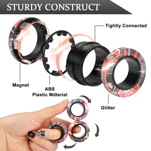3Pcs Fidget Spinner Magnetic Ring Toys Fingers Magnet Rings ADHD Stress Relief Magical Toys for Adult Kids Anxiety Cheeky Fantail Finds