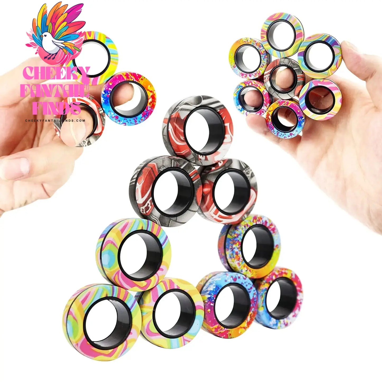 3Pcs Fidget Spinner Magnetic Ring Toys Fingers Magnet Rings ADHD Stress Relief Magical Toys for Adult Kids Anxiety Cheeky Fantail Finds