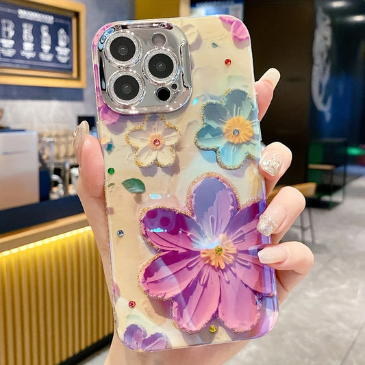 Xiaobai Blue And Purple Flower Phone Case New Fashion Trend Full Package Shockproof Creative Phone Case Suitable For IPhone 15, IPhone 15 Pro, IPhone 15 Pro Max, IPhone 14, IPhone 14 Pro, IPhone 14 Pro Max, IPhone 13, IPhone