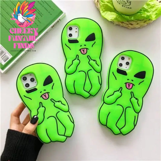 3d Cartoon Green Alien Expression Suitable For Iphone 11 12 13 14 15 Pro Max Phone Case Minimum Model Iphone X Xs Phone Back Cov Cheeky Fantail Finds