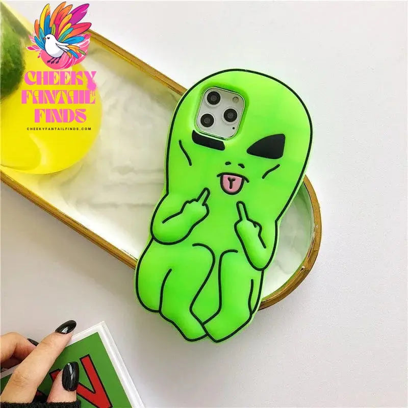 3d Cartoon Green Alien Expression Suitable For Iphone 11 12 13 14 15 Pro Max Phone Case Minimum Model Iphone X Xs Phone Back Cov Cheeky Fantail Finds