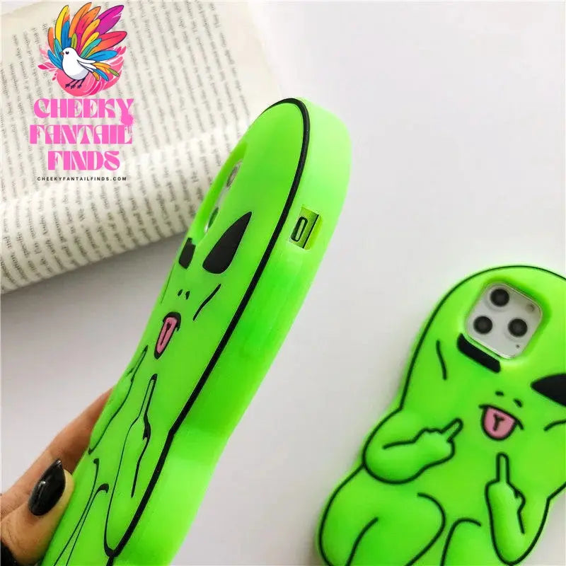 3d Cartoon Green Alien Expression Suitable For Iphone 11 12 13 14 15 Pro Max Phone Case Minimum Model Iphone X Xs Phone Back Cov Cheeky Fantail Finds