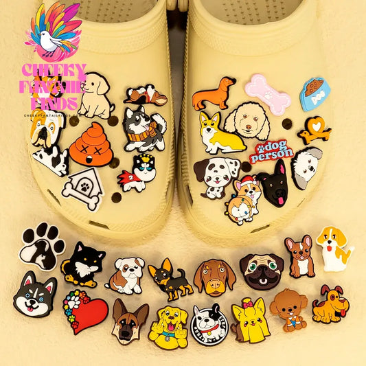 40/50pcs PVC Cute Dogs Shoe Charms Corgi Accessories Puppy Shoe Decorations Pins for Women Men Kids boy Gifts Sandal Buckles - Cheeky Fantail Finds
