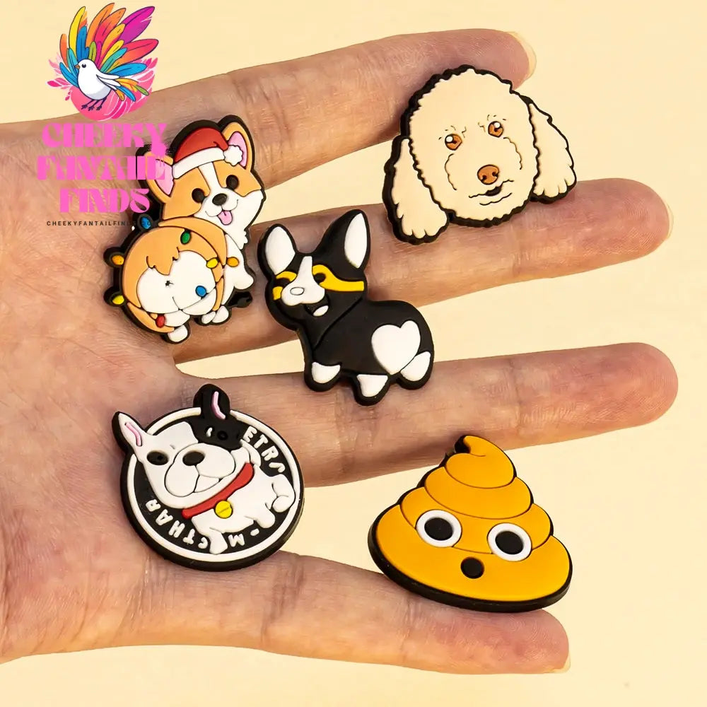 40/50pcs PVC Cute Dogs Shoe Charms Corgi Accessories Puppy Shoe Decorations Pins for Women Men Kids boy Gifts Sandal Buckles - Cheeky Fantail Finds