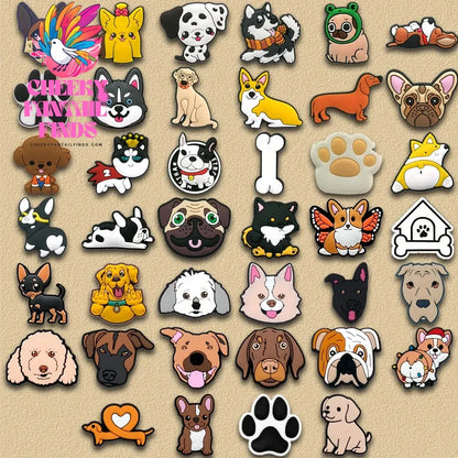 40/50pcs PVC Cute Dogs Shoe Charms Corgi Accessories Puppy Shoe Decorations Pins for Women Men Kids boy Gifts Sandal Buckles - Cheeky Fantail Finds