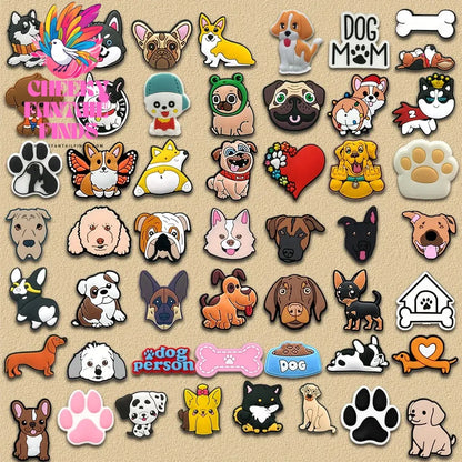 40/50pcs PVC Cute Dogs Shoe Charms Corgi Accessories Puppy Shoe Decorations Pins for Women Men Kids boy Gifts Sandal Buckles - Cheeky Fantail Finds