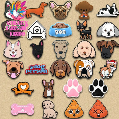 40/50pcs PVC Cute Dogs Shoe Charms Corgi Accessories Puppy Shoe Decorations Pins for Women Men Kids boy Gifts Sandal Buckles - Cheeky Fantail Finds