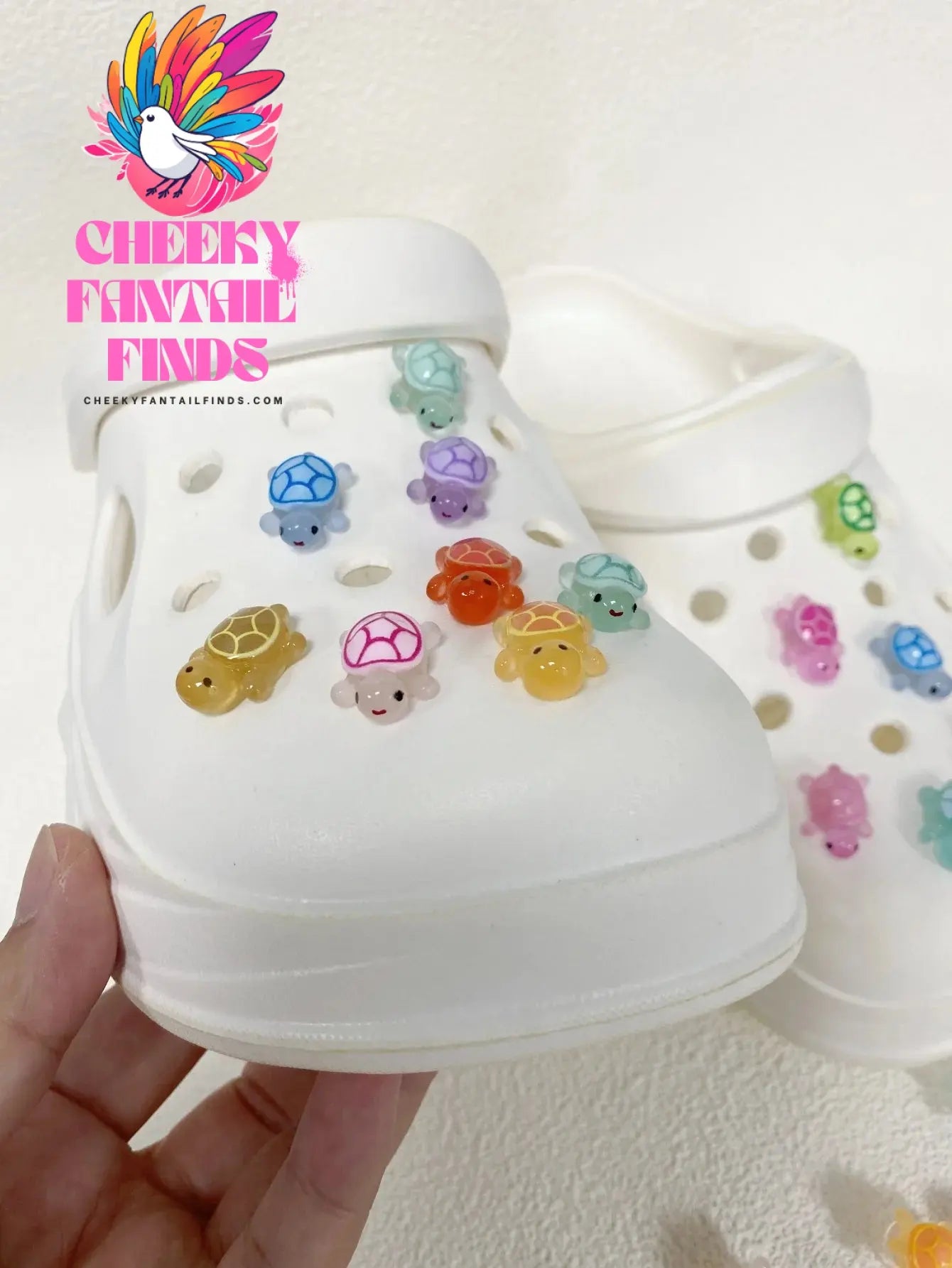 4pcs Glow-In-The-Dark Cute 3D Turtle Detachable Shoe Charms Decorations, Luminous Clips For Beach Sandals - Cheeky Fantail Finds