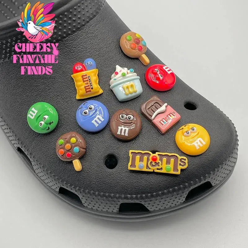 5-11Pcs Funny Letter M Bean Garden Shoe Decorations For Sandal Fit Cute Candy Shoe Charms Pins For Kid's Slippers Accessory Gift Cheeky Fantail Finds