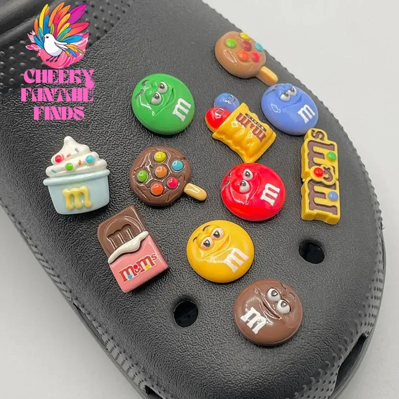 5-11Pcs Funny Letter M Bean Garden Shoe Decorations For Sandal Fit Cute Candy Shoe Charms Pins For Kid's Slippers Accessory Gift Cheeky Fantail Finds