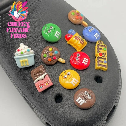 5-11Pcs Funny Letter M Bean Garden Shoe Decorations For Sandal Fit Cute Candy Shoe Charms Pins For Kid's Slippers Accessory Gift Cheeky Fantail Finds