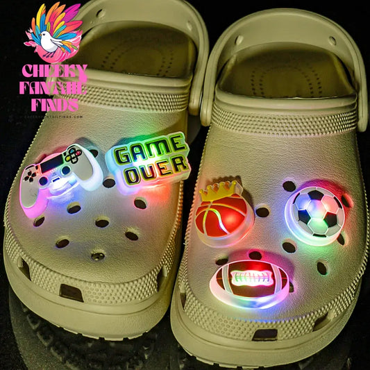 5-20pcs LED Shoe Charms Lighted Unicorns GamePad Football Shoe Decorations Pins for Kids Boys Girls Gifts Sandals Clog Buckles - Cheeky Fantail Finds