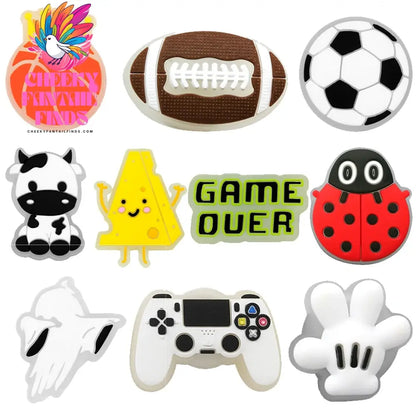 5-20pcs LED Shoe Charms Lighted Unicorns GamePad Football Shoe Decorations Pins for Kids Boys Girls Gifts Sandals Clog Buckles - Cheeky Fantail Finds