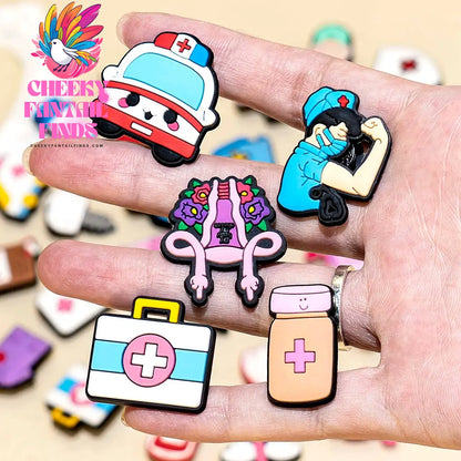 50/100pcs PVC Medical Shoe Charms Nurse Shoe Decorations Pins for Doctor Women Favor DIY Gifts Sandal Accessories Clog Buckles - Cheeky Fantail Finds