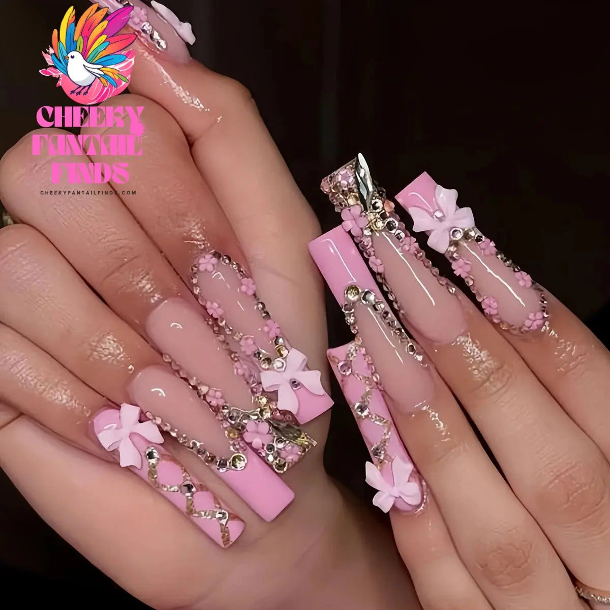 500PCS 3D Nail Art Decoration Kit with Resin Bows, Flat Back Pearls, and Assorted Shapes – Unscented DIY Craft Embellishments Cheeky Fantail Finds
