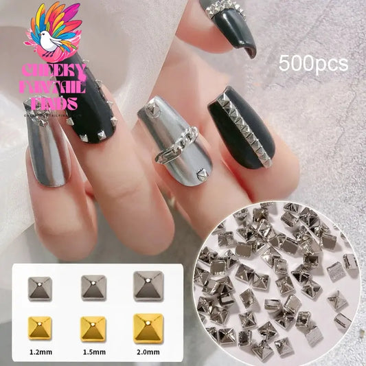 500PCS/Bag Riveting Nail Ornament Gold/Silver Charms Arrow Rivet Metallic Nail Art 1.2/1.5/2mm Punk Spikes Studs Tip Decoration Cheeky Fantail Finds