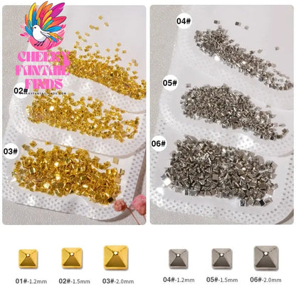 500PCS/Bag Riveting Nail Ornament Gold/Silver Charms Arrow Rivet Metallic Nail Art 1.2/1.5/2mm Punk Spikes Studs Tip Decoration Cheeky Fantail Finds