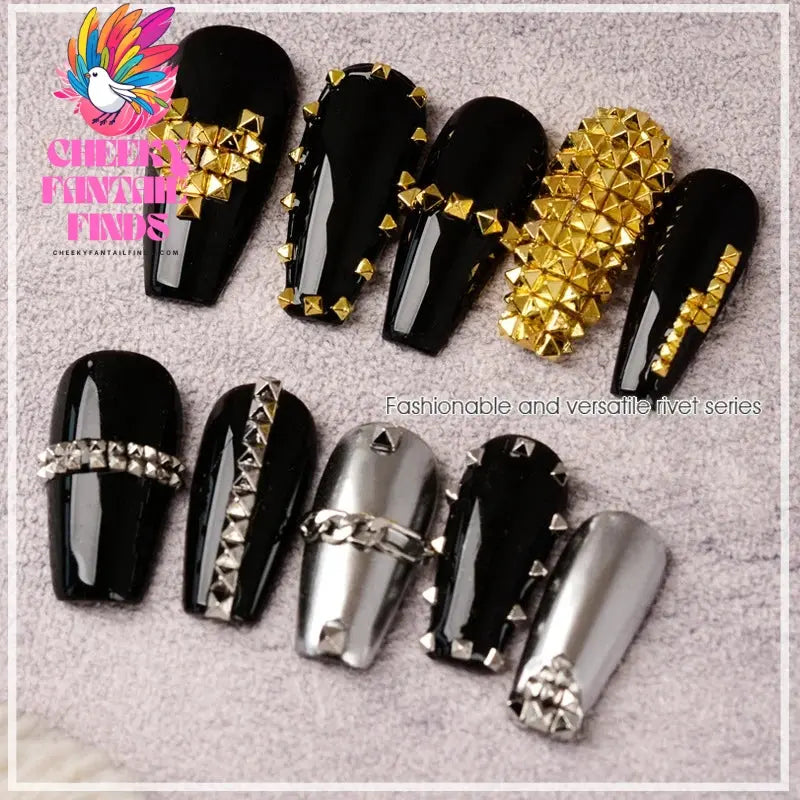 500PCS/Bag Riveting Nail Ornament Gold/Silver Charms Arrow Rivet Metallic Nail Art 1.2/1.5/2mm Punk Spikes Studs Tip Decoration Cheeky Fantail Finds