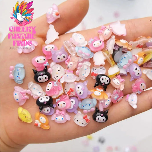 50Pcs Sanrio Cute Cartoon Nail Charms - Kuromi, Melody, Cinnamoroll & Pochacco 3D Resin Decorations for DIY Manicure Phone Cases Cheeky Fantail Finds