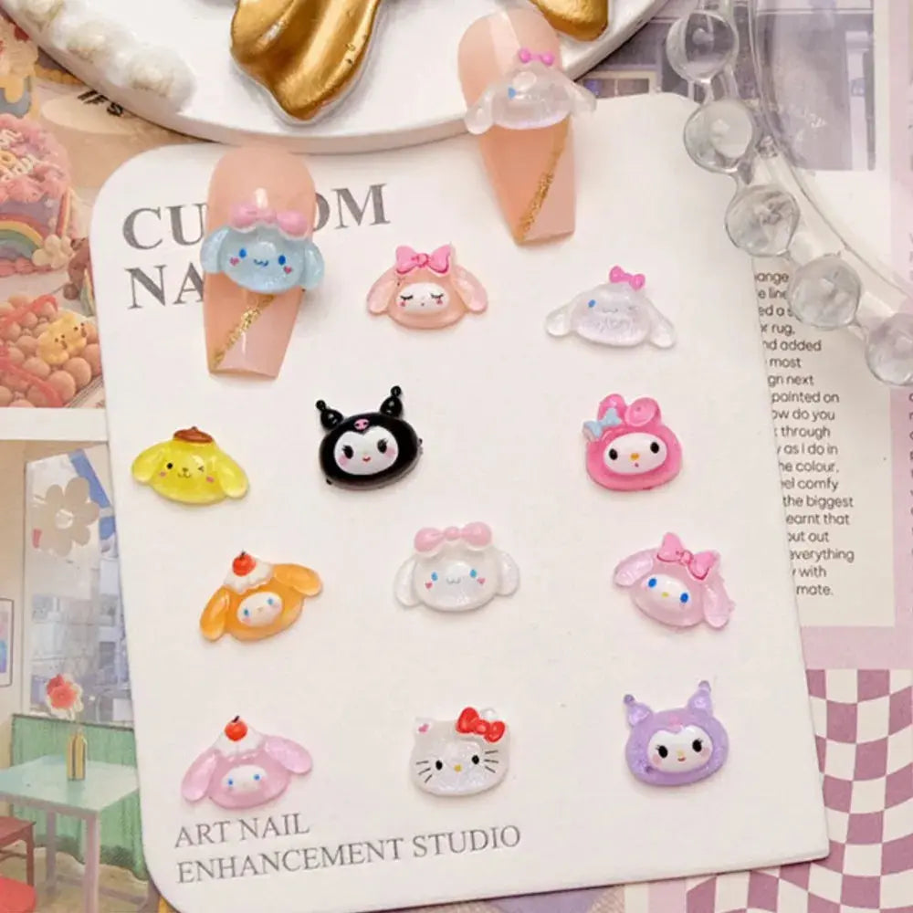 50Pcs Sanrio Cute Cartoon Nail Charms - Kuromi, Melody, Cinnamoroll & Pochacco 3D Resin Decorations for DIY Manicure Phone Cases Cheeky Fantail Finds