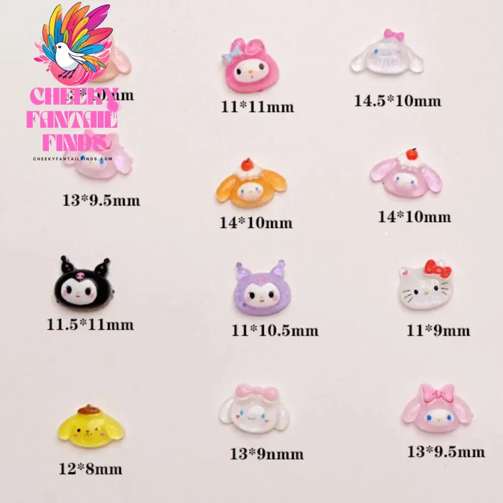 50Pcs Sanrio Cute Cartoon Nail Charms - Kuromi, Melody, Cinnamoroll & Pochacco 3D Resin Decorations for DIY Manicure Phone Cases Cheeky Fantail Finds