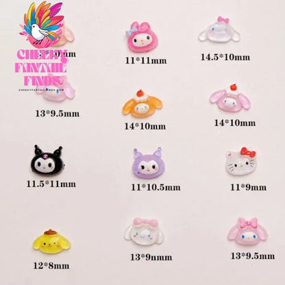 50Pcs Sanrio Cute Cartoon Nail Charms - Kuromi, Melody, Cinnamoroll & Pochacco 3D Resin Decorations for DIY Manicure Phone Cases Cheeky Fantail Finds