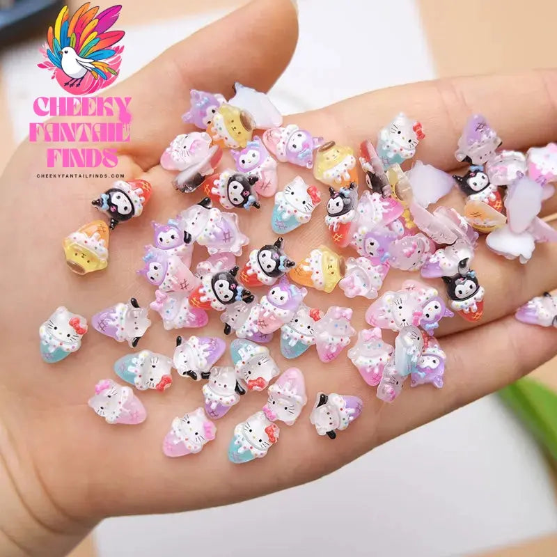 50Pcs Sanrio Cute Cartoon Nail Charms - Kuromi, Melody, Cinnamoroll & Pochacco 3D Resin Decorations for DIY Manicure Phone Cases Cheeky Fantail Finds