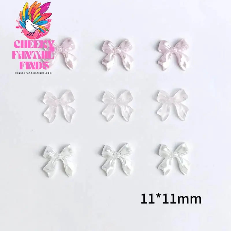 50pcs 3D Sweet Pearly Glossy Ribbon Bow Resin Nail Charms Ballerina Bow Tie Nail Art Decoration Nail Accessories Manicure DIY Cheeky Fantail Finds