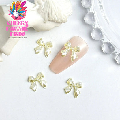 50pcs 3D Sweet Pearly Glossy Ribbon Bow Resin Nail Charms Ballerina Bow Tie Nail Art Decoration Nail Accessories Manicure DIY Cheeky Fantail Finds