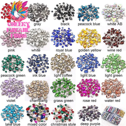 50pcs/Bag Shiny 24 Color Mixed Shape Sew on Glass Rhinestone Gold Claw Crystal Buckle Diy Wedding Decoration Clothes/Shoe/Dress Cheeky Fantail Finds