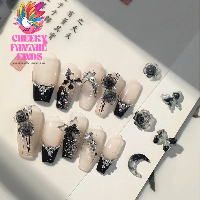 50pcs Jelly Light Variation Rose Moon Butterfly Handmade New Year Charms Nails Accessories Manicure Nail Art Charms Supplies Cheeky Fantail Finds