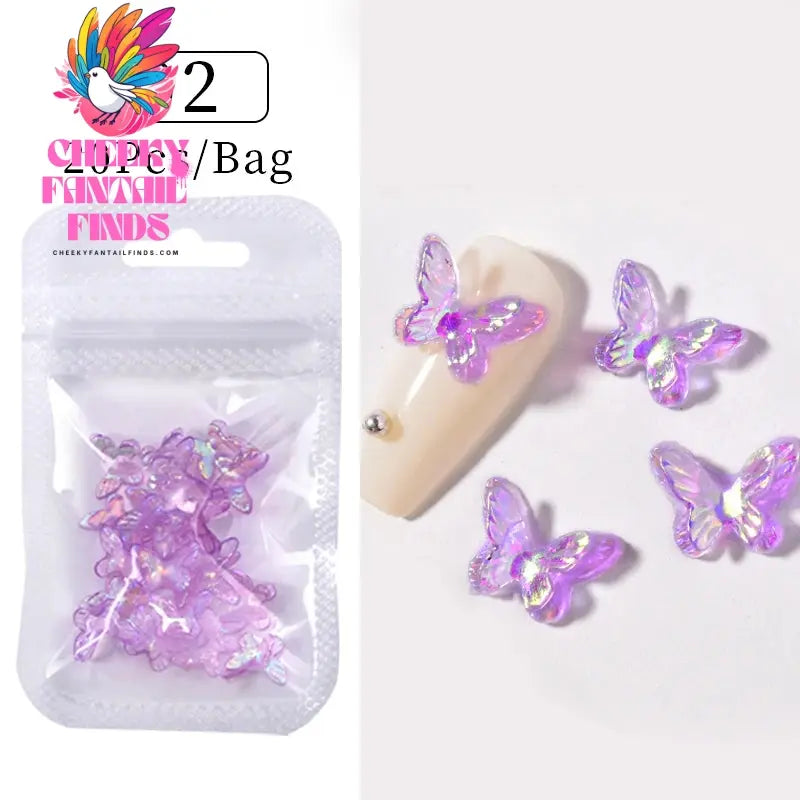 50pcs Jelly Light Variation Rose Moon Butterfly Handmade New Year Charms Nails Accessories Manicure Nail Art Charms Supplies Cheeky Fantail Finds
