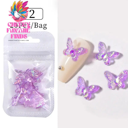 50pcs Jelly Light Variation Rose Moon Butterfly Handmade New Year Charms Nails Accessories Manicure Nail Art Charms Supplies Cheeky Fantail Finds