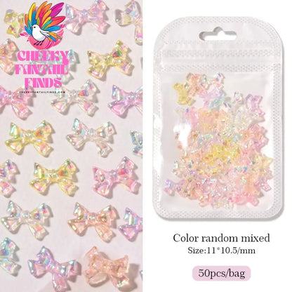 50pcs Jelly Light Variation Rose Moon Butterfly Handmade New Year Charms Nails Accessories Manicure Nail Art Charms Supplies Cheeky Fantail Finds