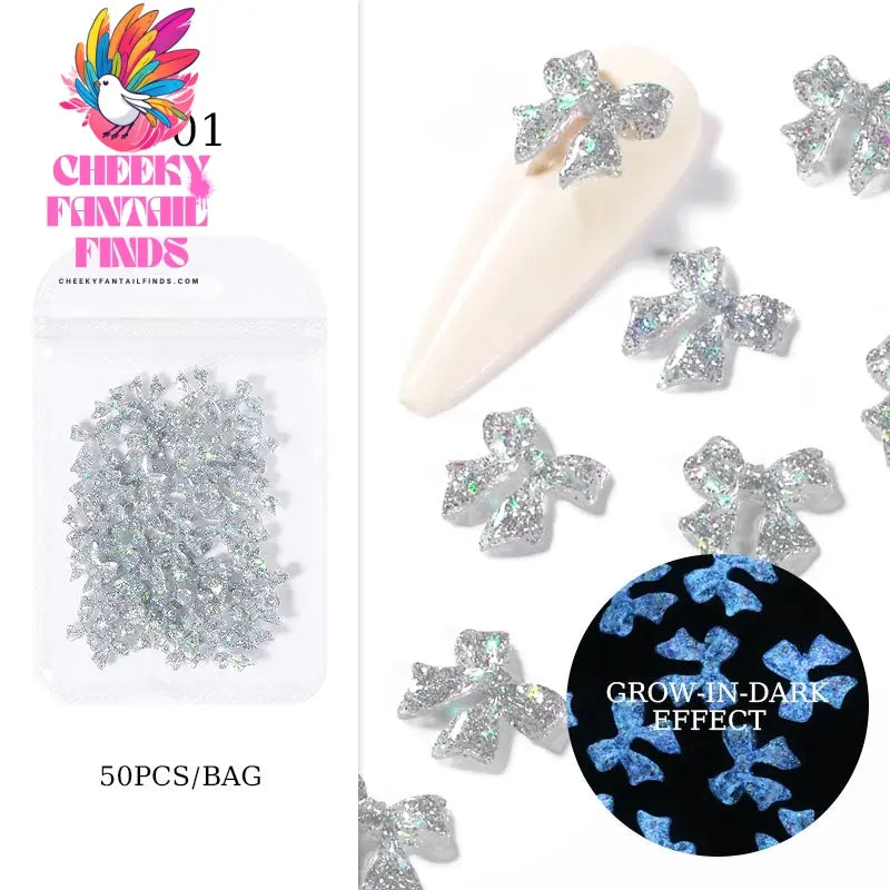 50pcs Jelly Light Variation Rose Moon Butterfly Handmade New Year Charms Nails Accessories Manicure Nail Art Charms Supplies Cheeky Fantail Finds