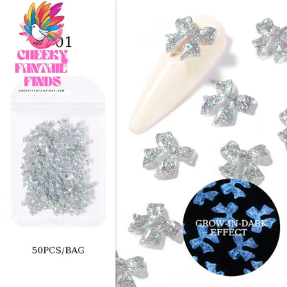 50pcs Jelly Light Variation Rose Moon Butterfly Handmade New Year Charms Nails Accessories Manicure Nail Art Charms Supplies Cheeky Fantail Finds