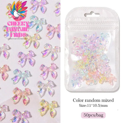 50pcs Jelly Light Variation Rose Moon Butterfly Handmade New Year Charms Nails Accessories Manicure Nail Art Charms Supplies Cheeky Fantail Finds