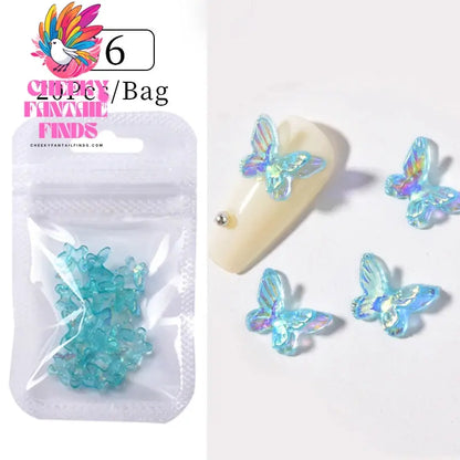50pcs Jelly Light Variation Rose Moon Butterfly Handmade New Year Charms Nails Accessories Manicure Nail Art Charms Supplies Cheeky Fantail Finds