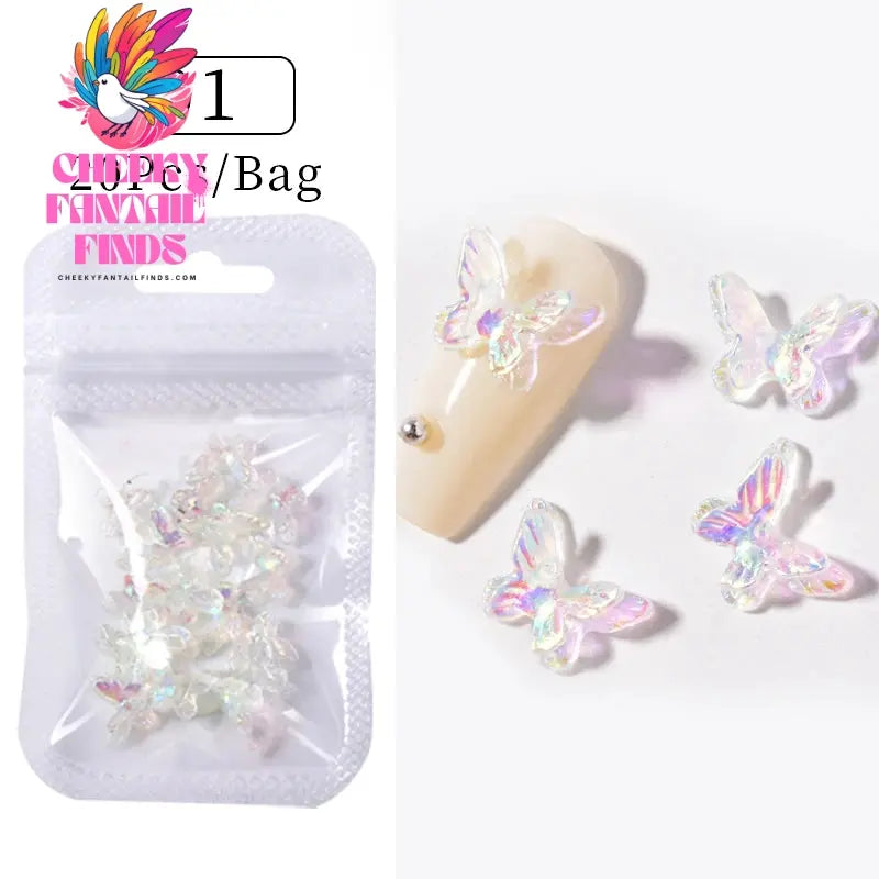 50pcs Jelly Light Variation Rose Moon Butterfly Handmade New Year Charms Nails Accessories Manicure Nail Art Charms Supplies Cheeky Fantail Finds