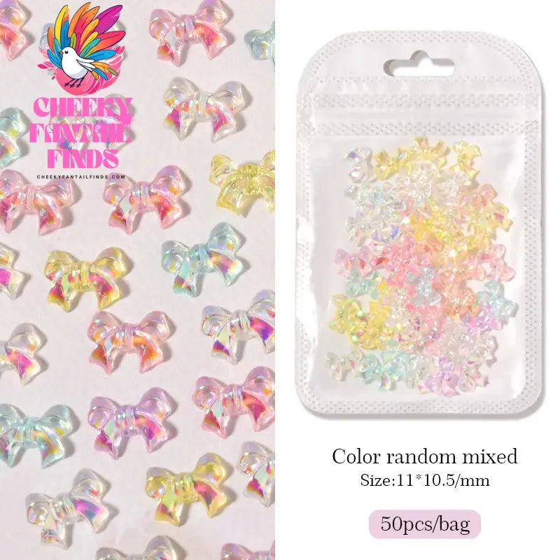50pcs Jelly Light Variation Rose Moon Butterfly Handmade New Year Charms Nails Accessories Manicure Nail Art Charms Supplies Cheeky Fantail Finds
