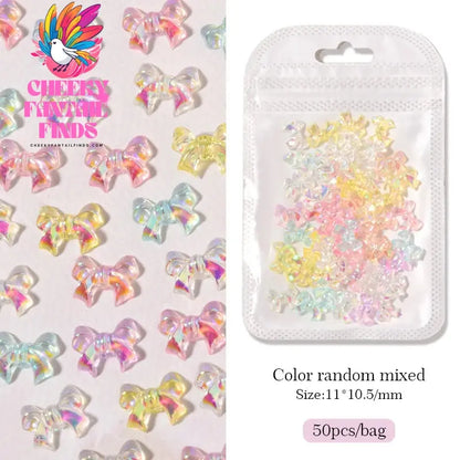 50pcs Jelly Light Variation Rose Moon Butterfly Handmade New Year Charms Nails Accessories Manicure Nail Art Charms Supplies Cheeky Fantail Finds
