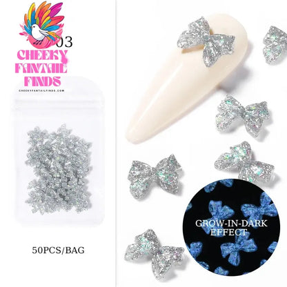 50pcs Jelly Light Variation Rose Moon Butterfly Handmade New Year Charms Nails Accessories Manicure Nail Art Charms Supplies Cheeky Fantail Finds