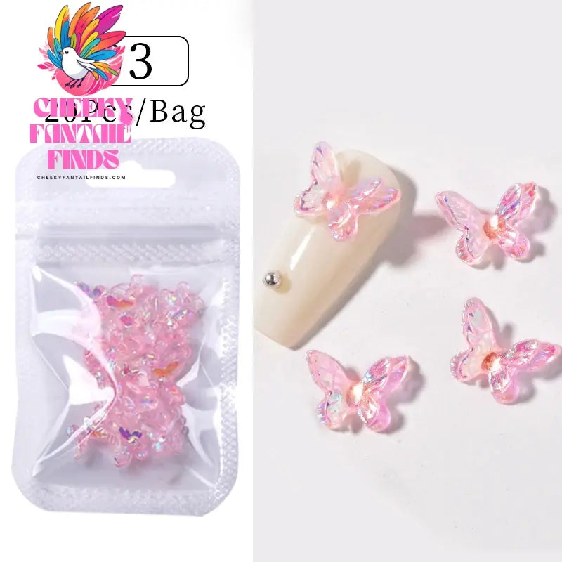 50pcs Jelly Light Variation Rose Moon Butterfly Handmade New Year Charms Nails Accessories Manicure Nail Art Charms Supplies Cheeky Fantail Finds