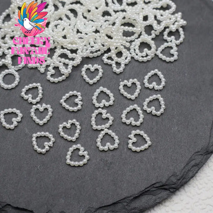 50pcs/bag White Heart Nail Pearls for DIY Nail Decoration 3D Hollow Crafting Jewelry Stars Nails Accessories Mnicure Parts Cheeky Fantail Finds