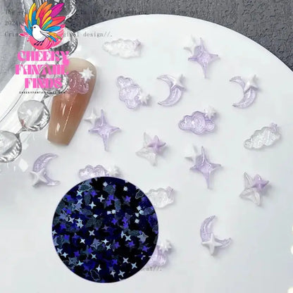 50pcs/bag White Heart Nail Pearls for DIY Nail Decoration 3D Hollow Crafting Jewelry Stars Nails Accessories Mnicure Parts Cheeky Fantail Finds