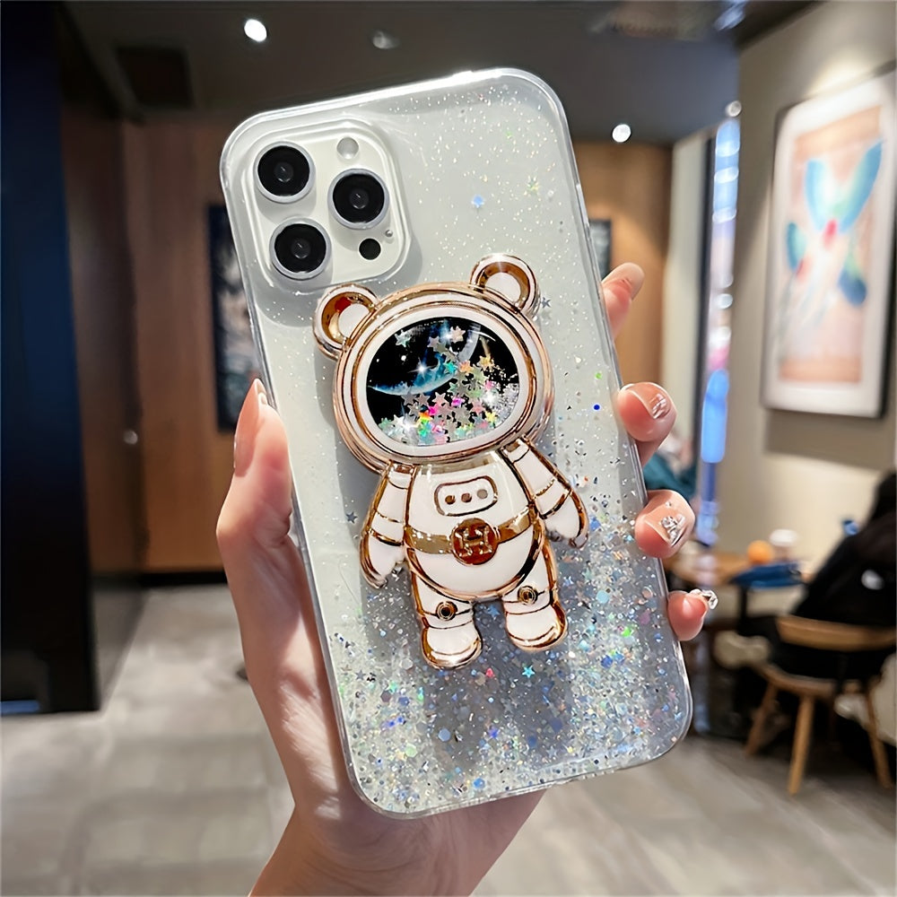 Quicksand Astronaut Bear Bracket Drop Glue Glitter For Phone Case