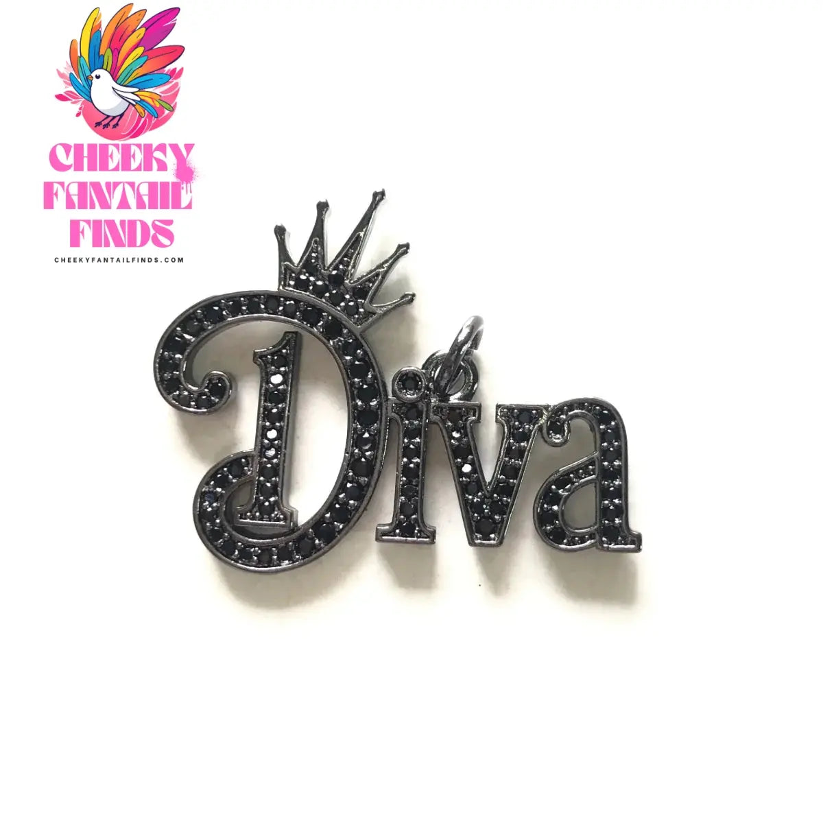 5pcs Crown DIVA Word Charms for Jewelry Making Gold-Plated Zirconia Pave Letters Pendant Women Bracelet Necklace Bangle Findings - Cheeky Fantail Finds